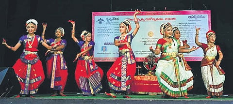 Students from prestigious institutes such as Sudheer Babu, Sri Nritya Kala Nilayam, Bharateeya Bharathi, Sirimuvva Nritya Niketan, and others performed classical and folk dances.