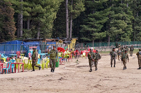 Indian Army personnel at the site of the Pahalgam terror attack, in Anantnag district, Jammu and Kashmir, Wednesday, April 23, 2025. At least 26 people were killed in the terrorist attack on Tuesday.