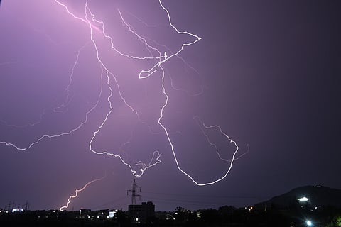 Three members of a family and their pet dog were killed after being struck by lightning in Kandhaputbandh village.