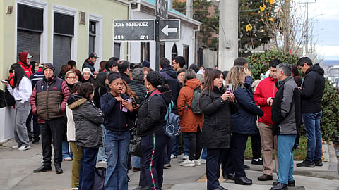 People take to the streets in Punta Arenas, Chile, on May 2, 2025, after a major 7.5-magnitude earthquake struck in the Drake Passage, the body of water separating South America and Antarctica.