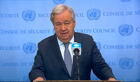 UN Secretary-General Antonio Guterres addressing the rising tension between India and Pakistan after the April 22 Pahalgam attacks.