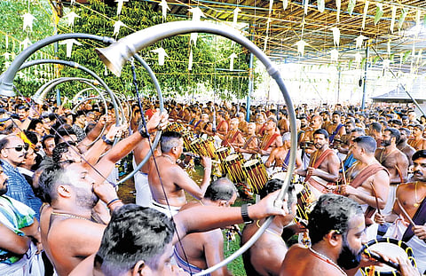 Paramekkavu Elanjithara melam in progress