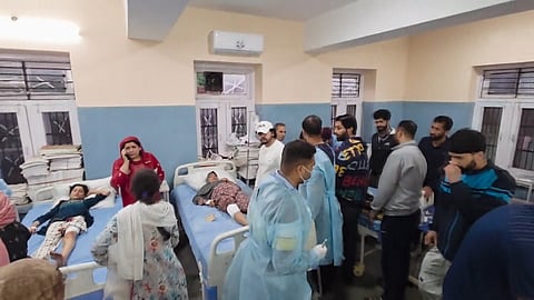 CIvilians injured in Pakistani shelling receive treatment at a hospital in Uri, Poonch, J&K, Wednesday, May 07, 2025.