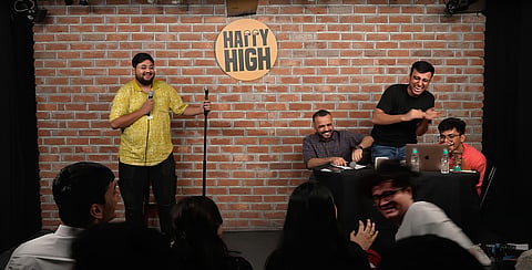 Comedian (left) Priyam Pandey on comic Madhur Virli’s show ‘Madhur Model’