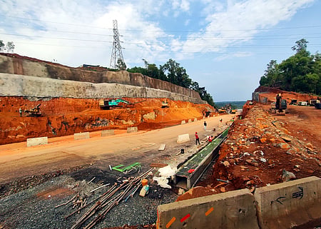 NH widening works are progressing at Vattappara near Valancherry in Malappuram district.