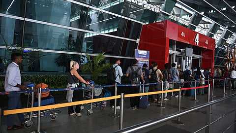 Delhi airport.