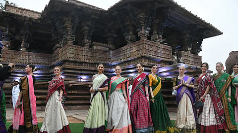 Miss World contestants at the Ramappa Temple