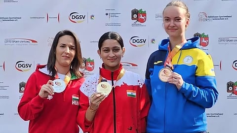 Mahit Sandhu (C), who was part of World Deaf Championships 2024, will be competing in the junior women's 50m rifle 3 positions category