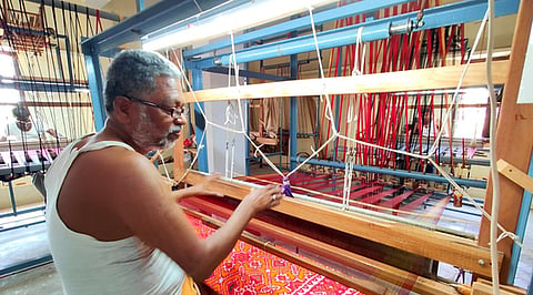 A handloom weaver weaving sarees in Bodhan Pochampally. Image used for representational purposes only.