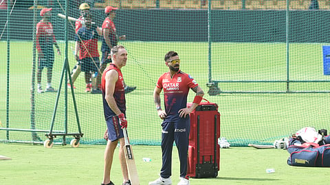 Virat Kohli during training on Friday