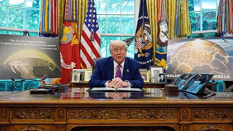 US President Donald Trump speaks in the Oval Office of the White House, Tuesday, May 20, 2025, in Washington.