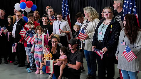 Afrikaner 'refugees' from South Africa arrive, Monday, May 12, 2025, at Dulles International Airport in Dulles, Va.