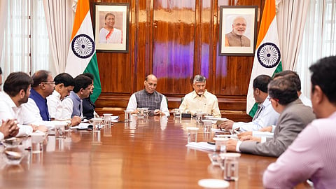 Andhra Pradesh CM met Defence Minister Rajnath Singh to propose Andhra Pradesh as a national hub for defence manufacturing and aerospace innovation.