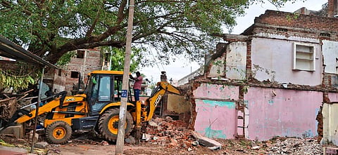 The action was taken to demolish nine houses that were constructed without approval within the temple’s premises on Vengaana Street.