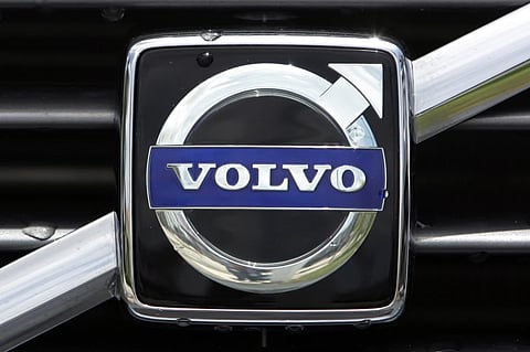 The Volvo logo is displayed on the front grille in Miami, July 19, 2009.
