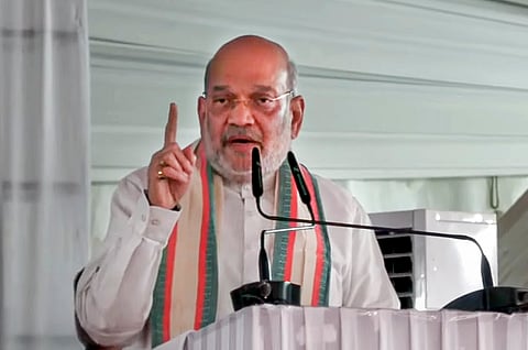 Union Home Minister Amit Shah addresses an event in Poonch,