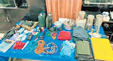 The seized explosives and other items.
