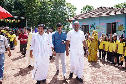 Aryadan Shoukath visited muthukad school during campaign.