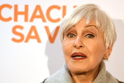 French singer and actress Nicole Croisille poses during the photocall for the premiere of the film "Chacun Sa Vie" in Paris on March 13, 2017. Nicole Croisille died at the age of 88, her agent told AFP on June 4, 2025.