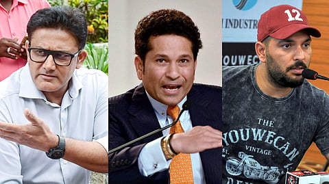 (L-R ) Anil Kumble, Sachin Tendulkar, Yuvraj Singh