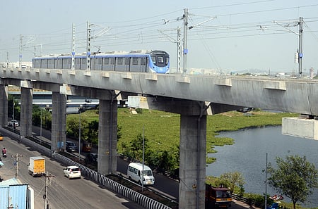 Testing and trial of CMRL Phase 2 project along with the Metro train in downline from Porur to Poonamallee