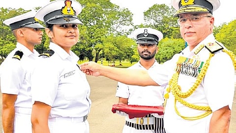 The officers awarded ‘Golden Wings’ by Vice Admiral Rajesh Pendharkar