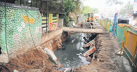 The compound wall of the crematorium, which collapsed on Wednesday