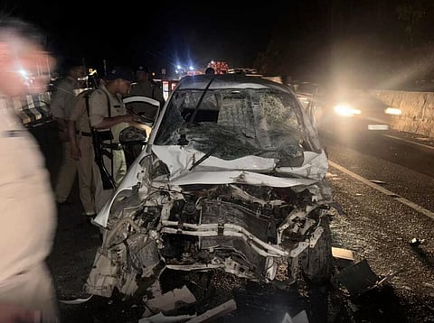The impact of the collision was so severe that four occupants of the car died on the spot. The fifth occupant sustained critical injuries and was rushed to a hospital.