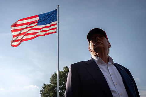 President Donald Trump speaks to the media before walking across the South Lawn of the White House to board Marine One en route to Joint Base Andrews, Md., and on to Florida, Tuesday, July 1, 2025, in Washington.