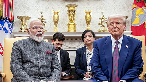 Prime Minister Narendra Modi with US President Donald Trump at the White House in Washington.