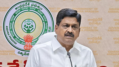 Finance minister Payyavula Kesav addressing the media on Tuesday.