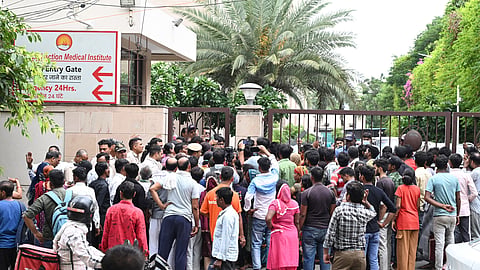 Relatives of the victims staged protest outside the hospital.