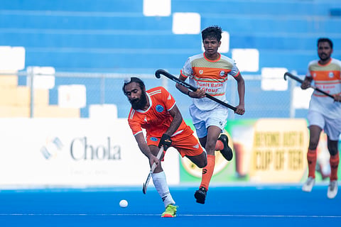 Action from the Indian Army versus Hockey Maharashtra match on Wednesday