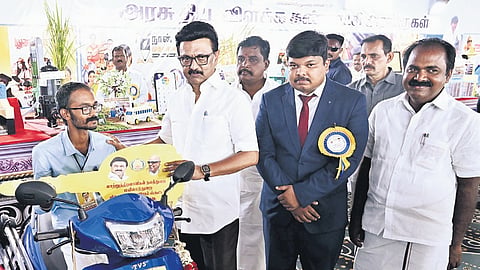Chief Minister MK Stalin distributed assistance worth `271.24 crore to 54,461 beneficiaries at the government event in Mayiladuthurai on Wednesday
