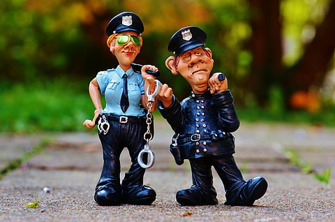 A picture showing miniature toy cops