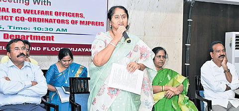 BC Welfare Minister S Savitha held a review meeting with district BC welfare officers and executive directors in Vijayawada on Wednesday.