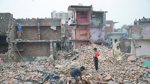 Demolition drive at one of Delhi's slums.