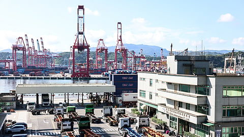 A general view shows the shipping port in Keelung on August 1, 2025. President Donald Trump ordered the reimposition of tariffs on dozens of trading partners on July 31, 2025 -- his cornerstone strategy for reshaping global trade to benefit the US economy.