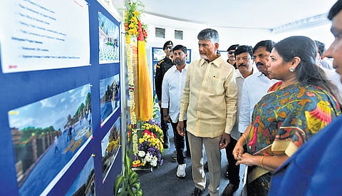 Chief Minister Nara Chandrababu Naidu at Andhra Pradesh Tourism Investors Meet in Gandikota on Friday.