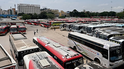 View of KSRTC bus stand at Majestic in Bengaluru