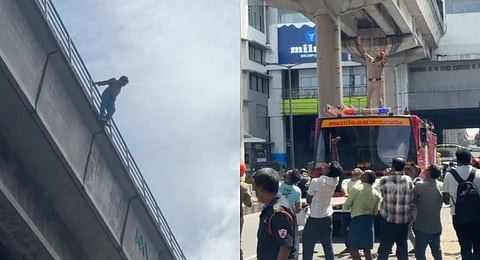 The man, identified as Nizar, a native of Tirurangadi, got critically injured in the fall and later succumbed to his injuries at a private hospital.