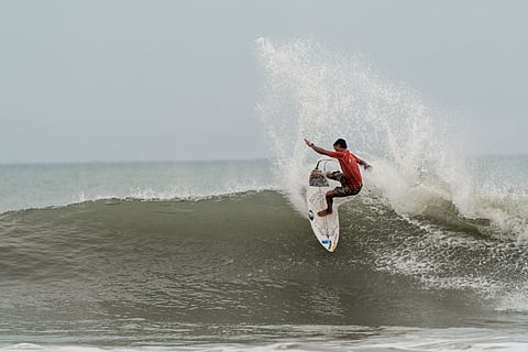 Ramesh Budihal in action on Saturday