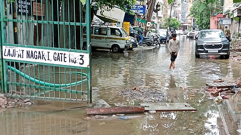 Waterlogging in a area in Delhi after heavy rains