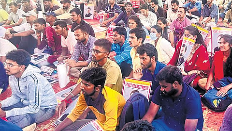 Students stage a protest at Freedom Park on Monday