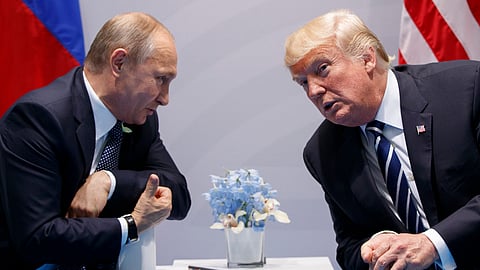 U.S. President Donald Trump meets with Russian President Vladimir Putin at the G-20 Summit on July 7, 2017, in Hamburg, Germany.