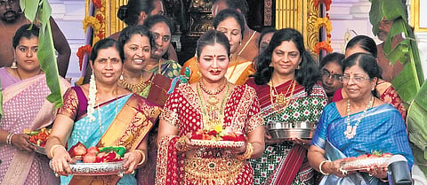 Devotees gathered in large numbers to participate in the sacred rituals dedicated to Goddess Lakshmi, seeking her blessings for prosperity, wealth, and well-being.