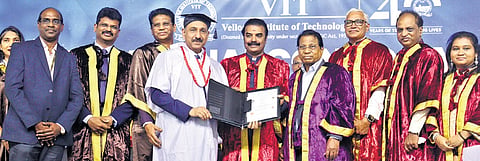 DGP Sandeep Rai Rathore received his PhD at the 40th convocation of Vellore Institute of Technology on Saturday.