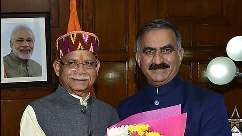 Himachal Pradesh Chief Minister Sukhvinder Singh Sukhu with Governor Shiv Pratap Shukla
