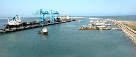 A long shot of Kamarajar Port at Ennore in Chennai.