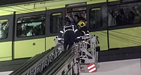 Passengers rescued from a monorail that broke down near the Mysore Colony station in Mumbai due to a power supply issue on Tuesday.
